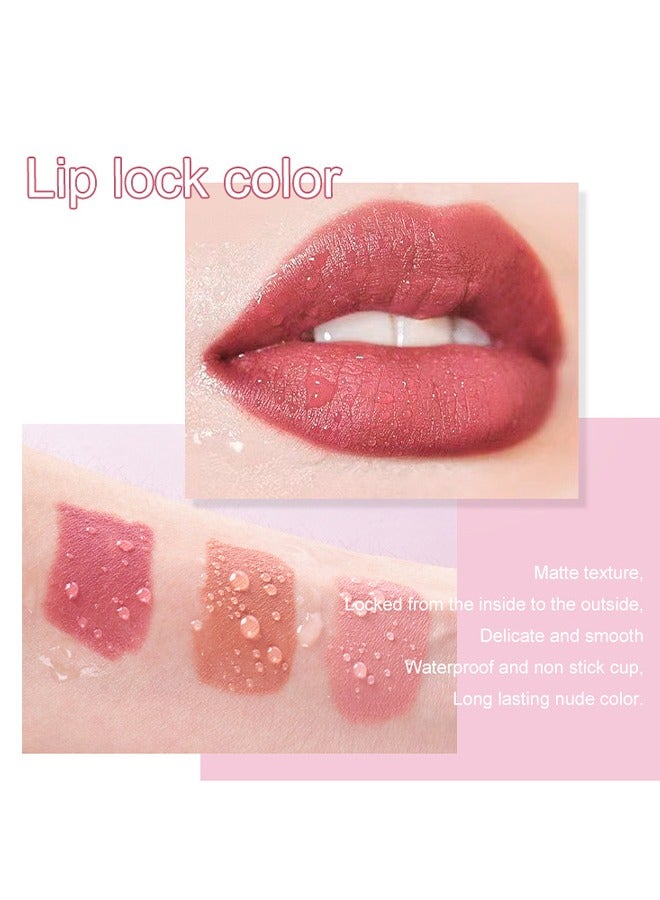 تي ياسون 3 قطع مجموعة أحمر شفاه عارية ، أحمر شفاه غير لامع مقاوم للماء طويل الأمد ، كوب غير لاصق مخملي ملمع شفاه ، صبغة أحمر شفاه غير لامع مكياج الشفاه الاحترافي ، مجموعة ب - Image 5