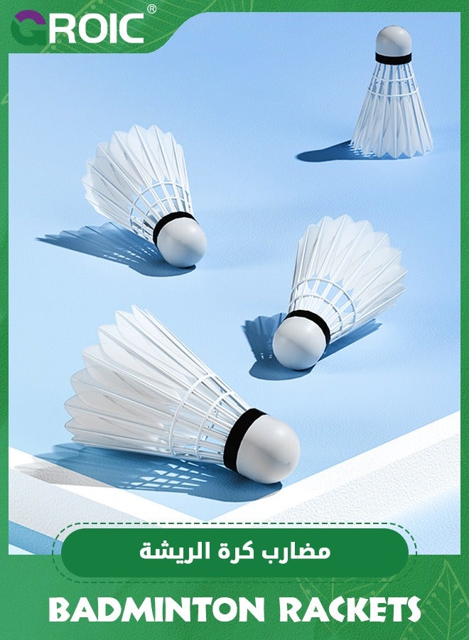 GROIC مجموعة مضارب كرة الريشة مع 4 مضارب، 6 كرات الريشة، 2 حقيبة كرة الريشة، مجموعة كرة الريشة خفيفة الوزن، ألعاب خارجية، صالة الألعاب الرياضية في الساحات الخلفية، مضارب كرة الريشة - Image 3