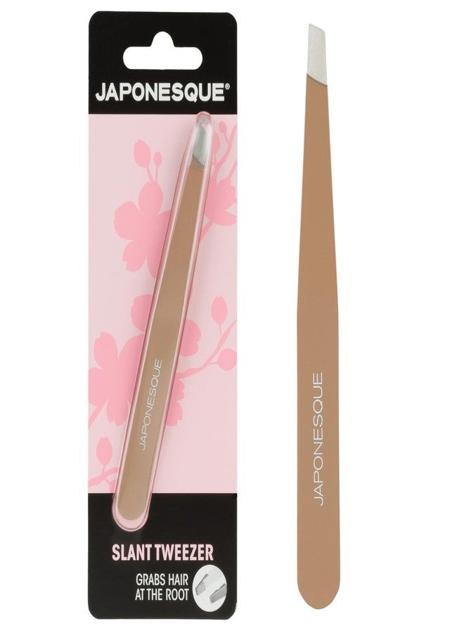 JAPONESQUE Slant Tweezer, with Precision Crafted, Hand Sharpened Tips for Shaping and Defining Brows, Mocha - Image 1