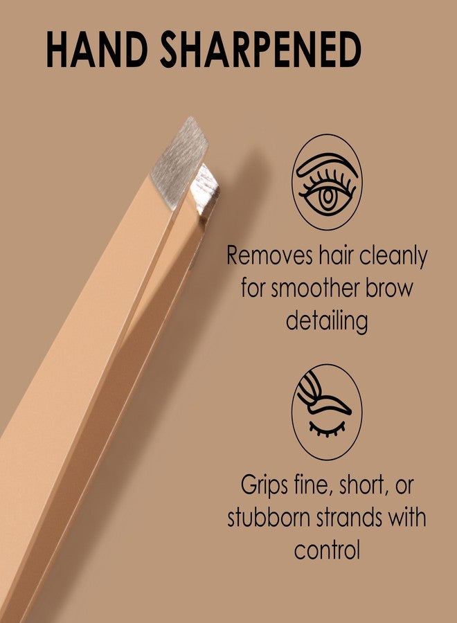 JAPONESQUE Slant Tweezer, with Precision Crafted, Hand Sharpened Tips for Shaping and Defining Brows, Mocha - Image 3