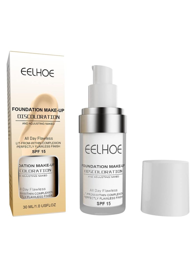 EELHOE Foundation Make-up Discolouration And Adjusting Naked Color Changing Foundation Moisturizing Concealer All Day Flawless Perfectly Flawless Finish Brighten Skin - Image 2