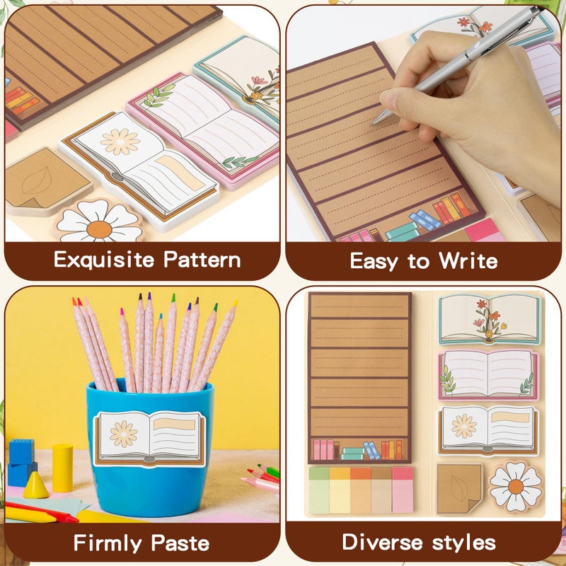 B1ykin Cute Sticky Notes Set - There is No Such Thing As Too Many Books Self-Stick Notes Pad, 550 Sheets Writing Memo Pages Sticky Notepad for Teacher Appreciation Gift, School Office (Book Lovers) - Image 3