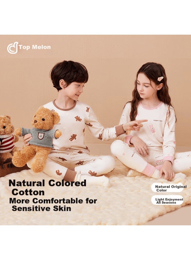 Top melon Dingguagua Children's Underwear Set Colored Cotton Boys Autumn Long Johns Full Cotton Warm Cotton Sweater Class A Older Kids 6136 170 - Image 1