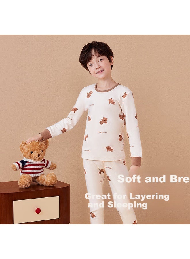 Top melon Dingguagua Children's Underwear Set Colored Cotton Boys Autumn Long Johns Full Cotton Warm Cotton Sweater Class A Older Kids 6136 170 - Image 2