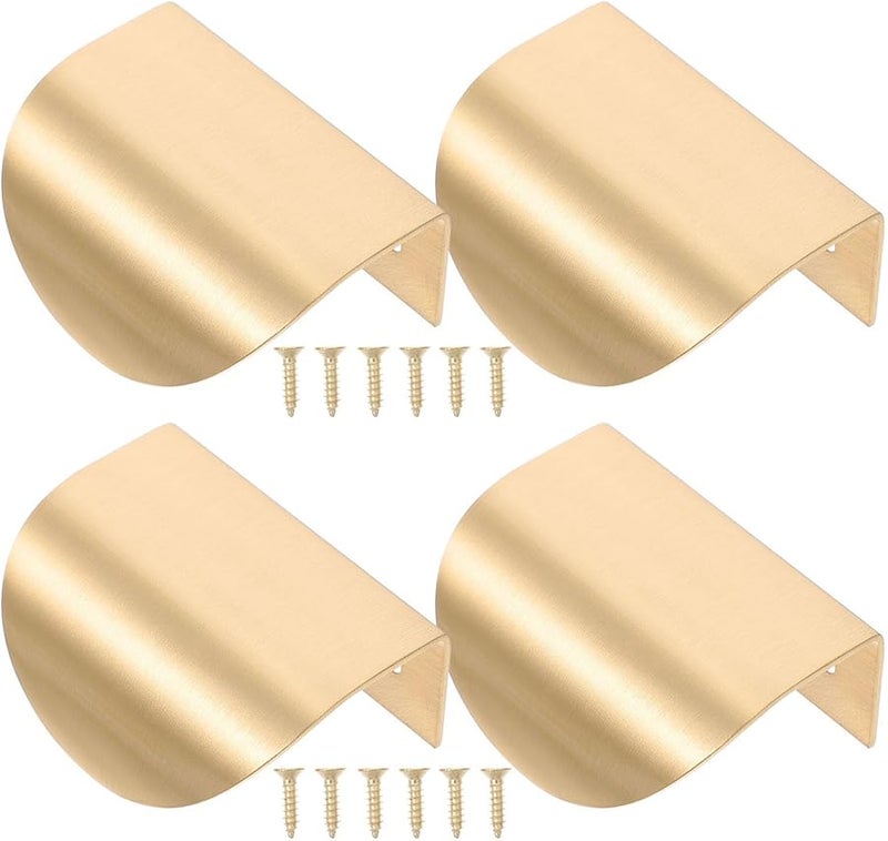 Nordic Style Leaf Shaped Cabinet Handles 60mm Solid Brass Knobs 4 Pack - Image 1