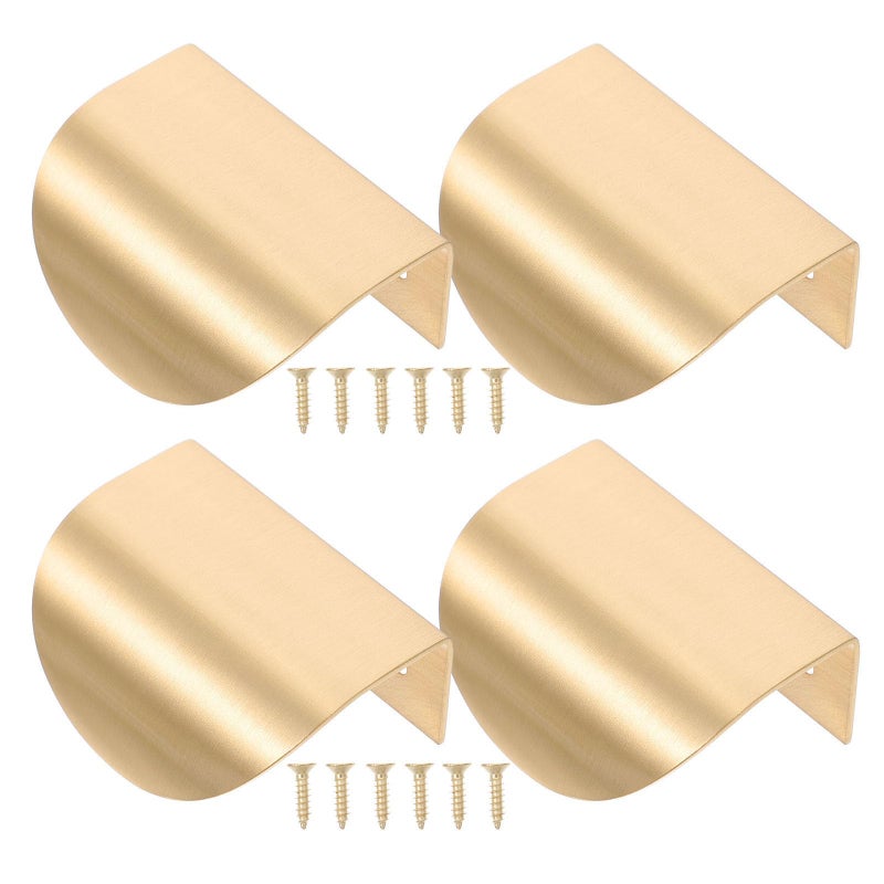 Nordic Style Leaf Shaped Cabinet Handles 60mm Solid Brass Knobs 4 Pack - Image 2