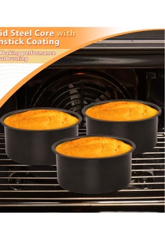 KASTWAVE 4 Inch Cake Pan Set of 3 Nonstick Stainless Steel Small Round Cake Pans Tin for Baking Birthday Wedding Layer Cakes Straight Sides and 2 Inch Depth  - Image 2
