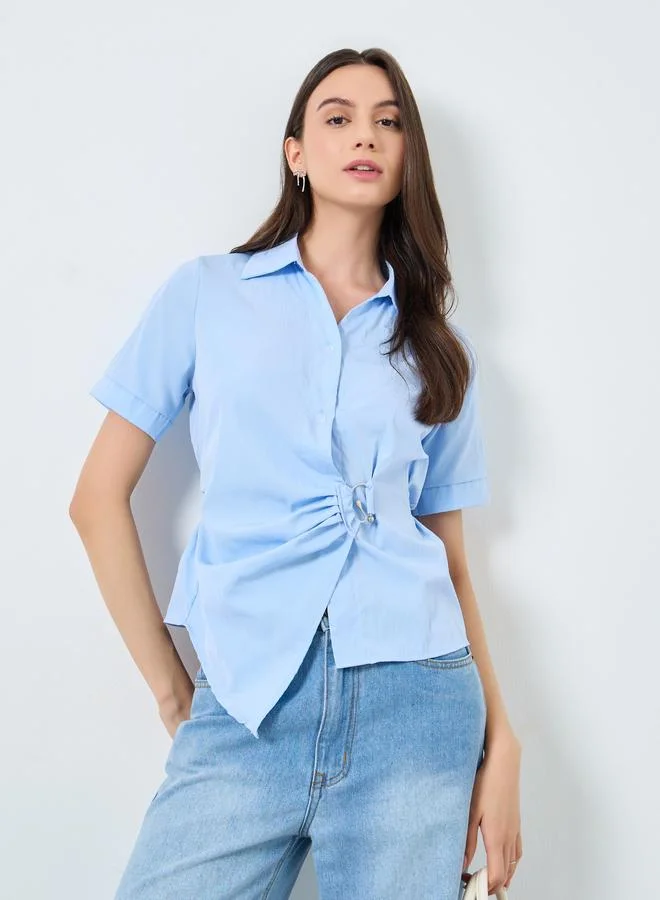 Take Two Take Two Solid Regular Fit Wrap Top