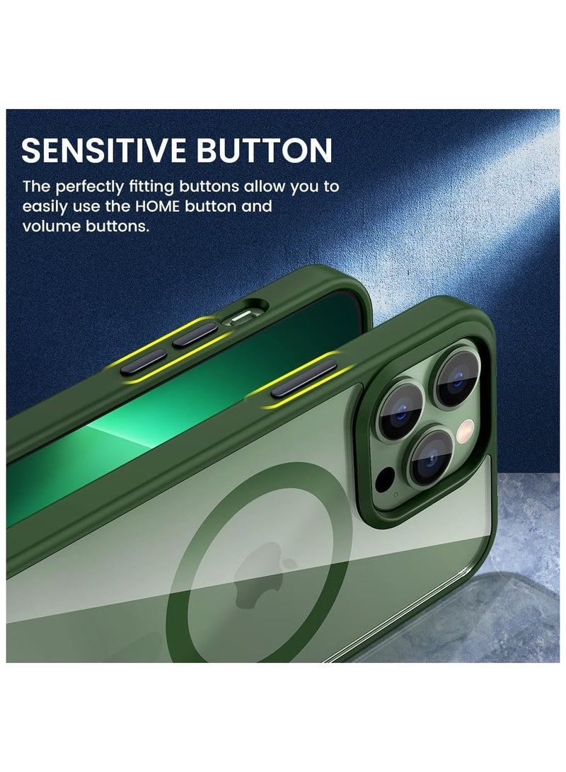 Denx Magnetic Case for iPhone 12 Pro Max [Shockproof & Slim] Clear Hard Back Cover with high-Grade Protection | Green  - Image 5