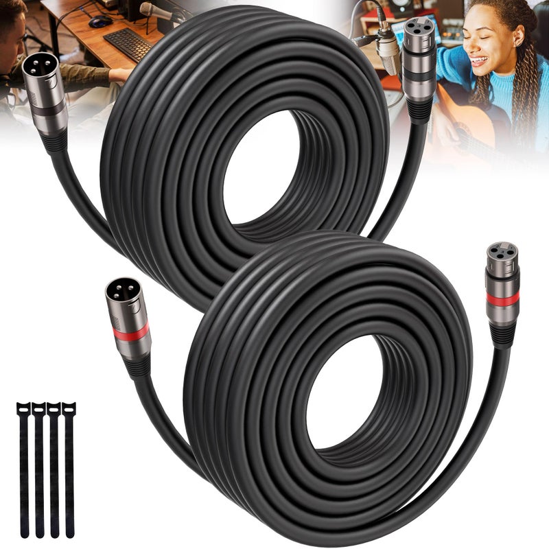 XLR Cables 50FT16M 2 Packs Premium Heavy Duty Balanced Microphone Cable with 3Pin XLR Male to Female Microphone Cord Connector Compatible with MicrophonesMixerSpeaker SystemsPreamps and More