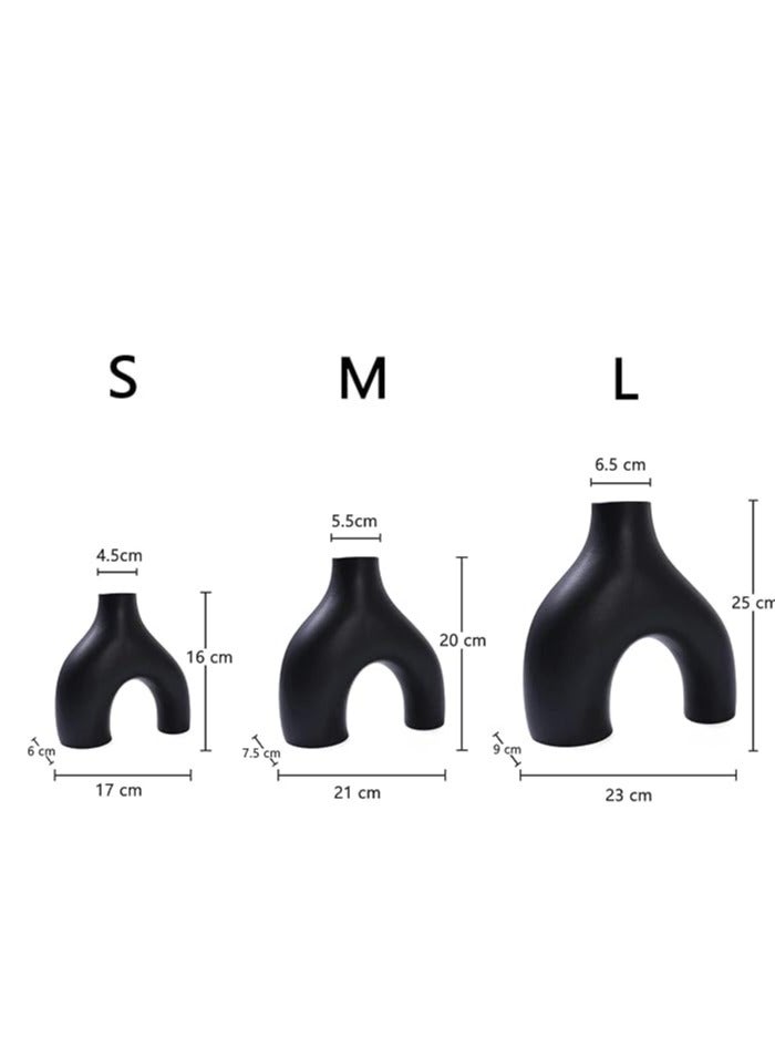 3 مزهرية، لون ابيض ، مزهرية ديكور، مزهرية سيراميك حديثة، مثالية لتخزين الزهور المجففة والزهور الطازجة، مزهرية زهور، غرفة المعيشة المزخرفة، غرفة النوم، 3 مقاسات - Image 3