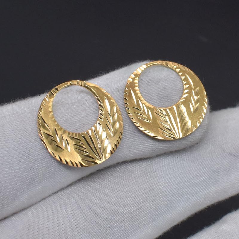 RidVik 1 Micron 22K Gold Plated Nattiyan Earrings For Men's Panjabi Boy | Gold Plated Brass Material Golden Hoop Studs Earrings Bali For Mens Fashion's - Image 3