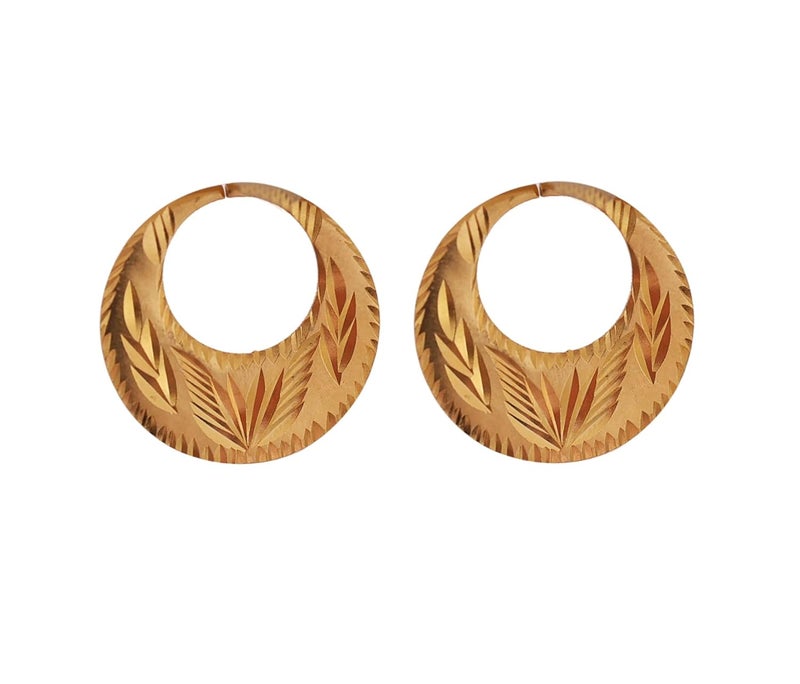 RidVik 1 Micron 22K Gold Plated Nattiyan Earrings For Men's Panjabi Boy | Gold Plated Brass Material Golden Hoop Studs Earrings Bali For Mens Fashion's - Image 1