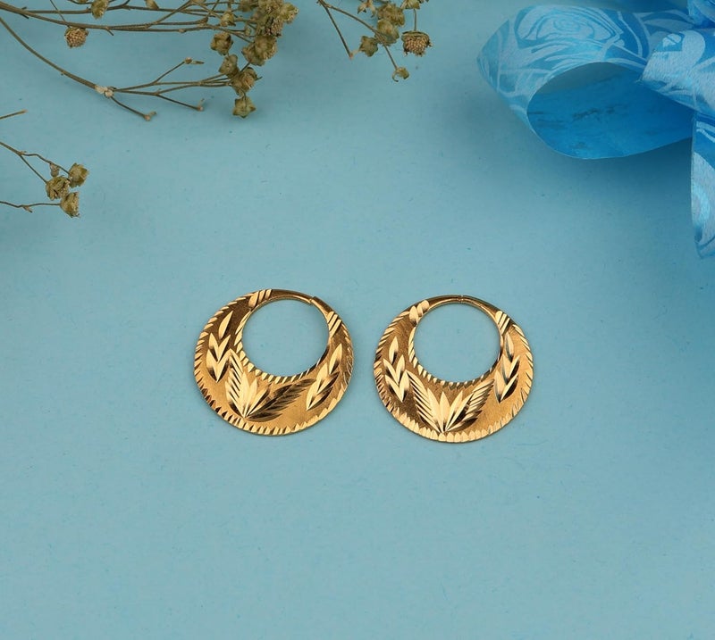RidVik 1 Micron 22K Gold Plated Nattiyan Earrings For Men's Panjabi Boy | Gold Plated Brass Material Golden Hoop Studs Earrings Bali For Mens Fashion's - Image 2