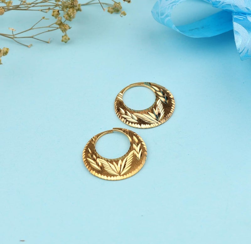 RidVik 1 Micron 22K Gold Plated Nattiyan Earrings For Men's Panjabi Boy | Gold Plated Brass Material Golden Hoop Studs Earrings Bali For Mens Fashion's - Image 4