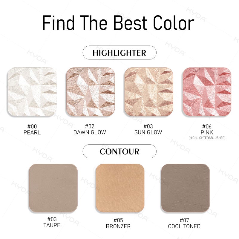 KYDA Face Highlighter Palette, High Glossy Face Illuminator Palette, Natural Glow Finish, Pearl Shimmer Smooth Baked Powder, Lasting Sparkling Rose Gold Highlighter Makeup-DAWN GLOW - Image 5
