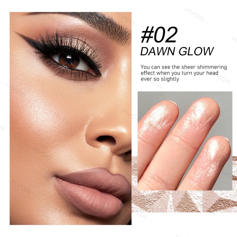 KYDA Face Highlighter Palette, High Glossy Face Illuminator Palette, Natural Glow Finish, Pearl Shimmer Smooth Baked Powder, Lasting Sparkling Rose Gold Highlighter Makeup-DAWN GLOW - Image 2
