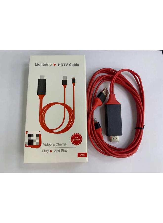 Mobile Phone Screen HD Converter Adapter Is Suitable For HDMI HD Line Lightning-Color:P8 Male Red - Image 1