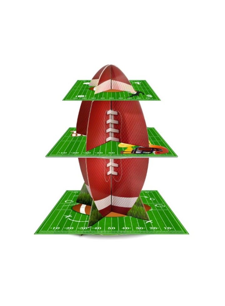 FRUITFUL PARTY Football Cupcake Stand, 3 Tier Football Party Cake Stand Football Dessert Stand Football Cupcake Holder for Super Bowl Decorations - Image 1