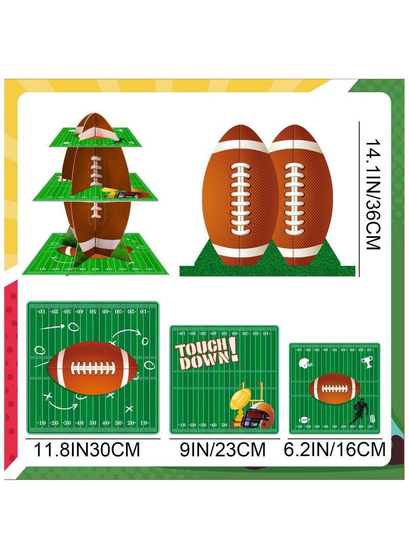 FRUITFUL PARTY Football Cupcake Stand, 3 Tier Football Party Cake Stand Football Dessert Stand Football Cupcake Holder for Super Bowl Decorations - Image 2