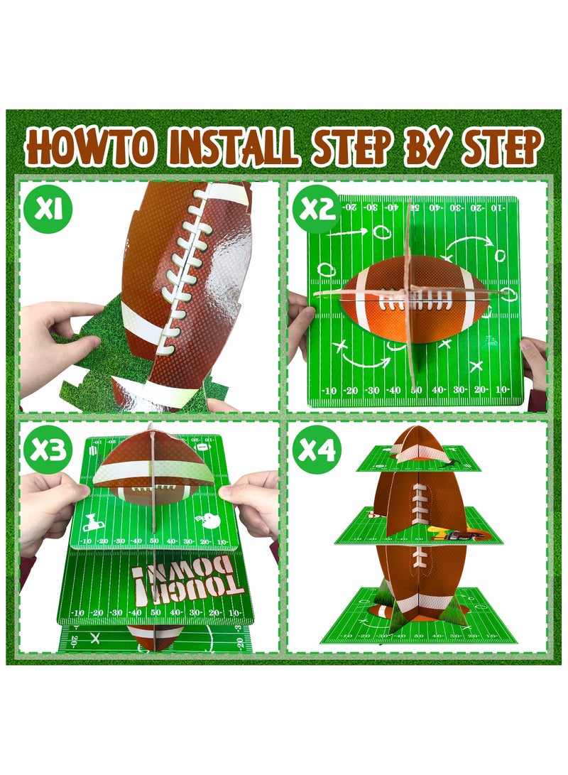 FRUITFUL PARTY Football Cupcake Stand, 3 Tier Football Party Cake Stand Football Dessert Stand Football Cupcake Holder for Super Bowl Decorations - Image 5