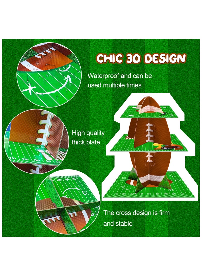 FRUITFUL PARTY Football Cupcake Stand, 3 Tier Football Party Cake Stand Football Dessert Stand Football Cupcake Holder for Super Bowl Decorations - Image 4