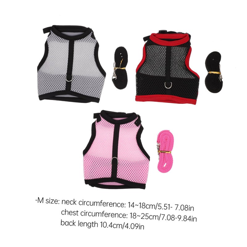 Small Pet Bunny Harness Leash Lightweight Breathable Mesh Vest For Rabbits Hamsters Ferrets Squirrels Pink Black Gray - Image 3