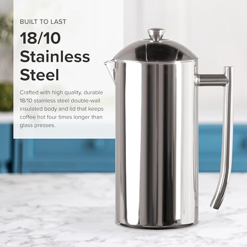 Frieling Double-Walled Stainless Steel French Press Coffee Maker - 36 oz Polished & Insulated Press Pot - Stainless Steel Coffee Maker - Image 4