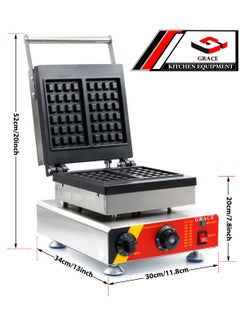 Grace Commercial Square Waffle Maker Belgian 2 Slice Square Waffle Machine  - Image 3