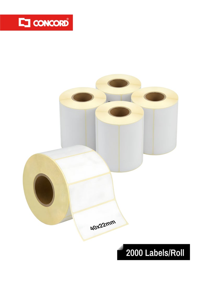 كونكورد ملصقات باركود حرارية 40×22مم، 2000 ملصق لكل رول، عبوة 5 رول - Image 1