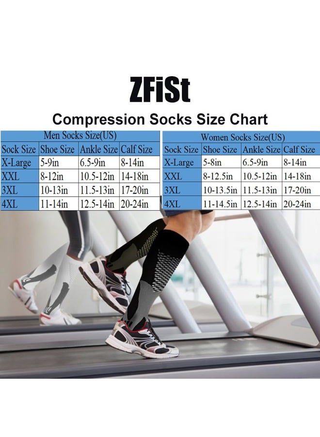 ZFiSt 3 Pairs Medical&Althetic Compression Socks for Men, 20-30 mmHg Nursing Performance Socks for Edema, Diabetic, Varicose Veins,Shin Splints,Running Marathon (Blue+Black+White) - Image 2
