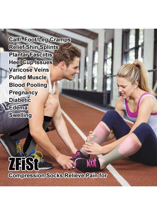ZFiSt 3 Pairs Medical&Althetic Compression Socks for Men, 20-30 mmHg Nursing Performance Socks for Edema, Diabetic, Varicose Veins,Shin Splints,Running Marathon (Blue+Black+White) - Image 3