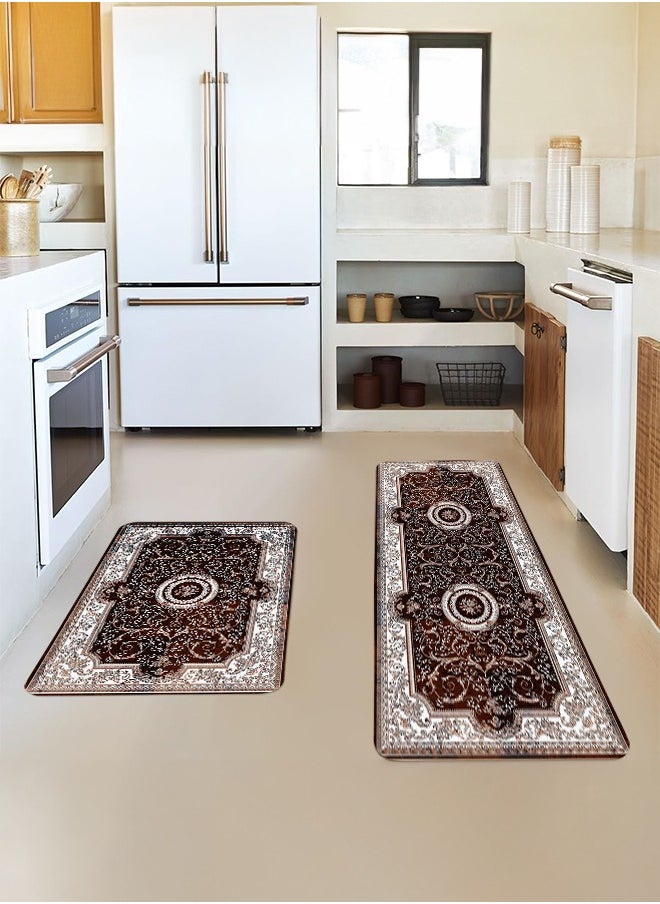 Generic 2 PCS Kitchen Floor Mats Rugs Set, Cushion Floor Carpet, Waterproof, Oil Resistant and Anti-Fatigue PU Standing Mat for Kitchen, Floor, Office, Sink, Laundry 45*75CM+45*120CM  - Image 3