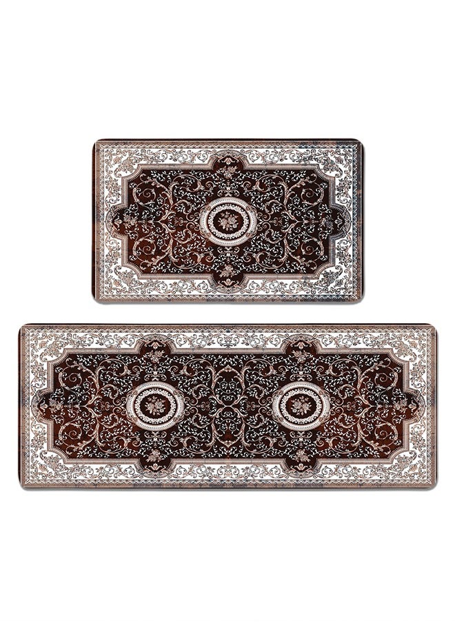 Generic 2 PCS Kitchen Floor Mats Rugs Set, Cushion Floor Carpet, Waterproof, Oil Resistant and Anti-Fatigue PU Standing Mat for Kitchen, Floor, Office, Sink, Laundry 45*75CM+45*120CM  - Image 1