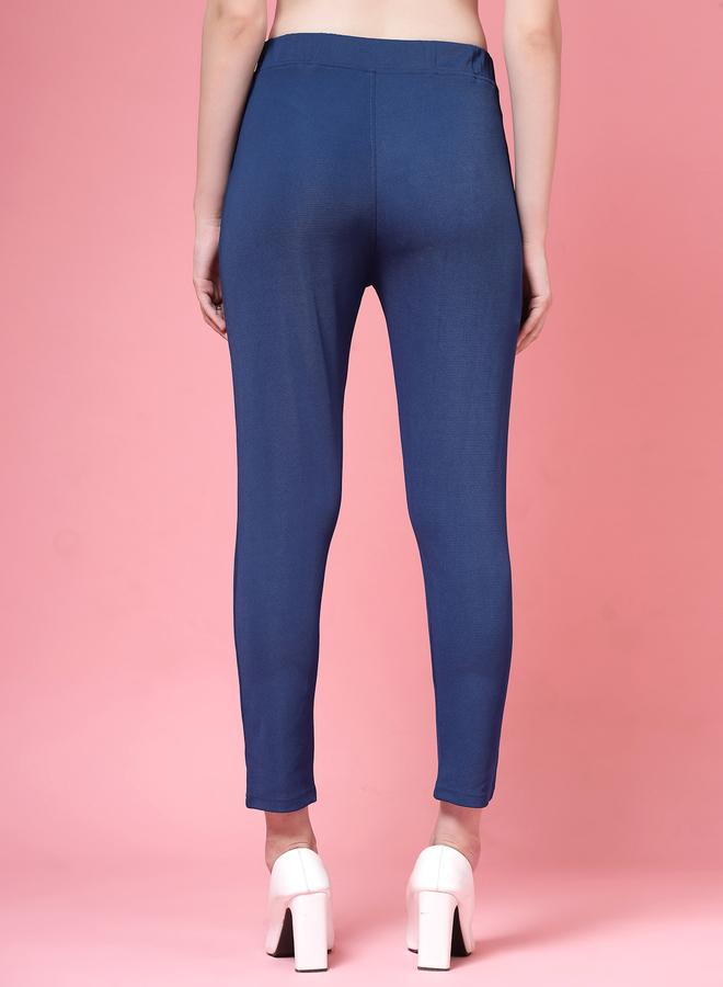 PAUSE PAUSE Women Blue Solid High-Rise Cropped Skinny Pants - Image 4