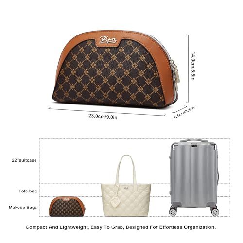 BOYATU Small Travel Makeup Bag for Women: Elegant Vegan Leather Cosmetic Pouch for Purse - Waterproof Toiletry Bag with Mirror(010-coffee) - Image 4