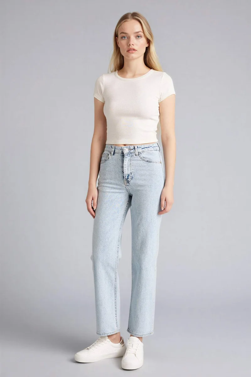 ديفاكتو Straight Fit High Waist Jeans
