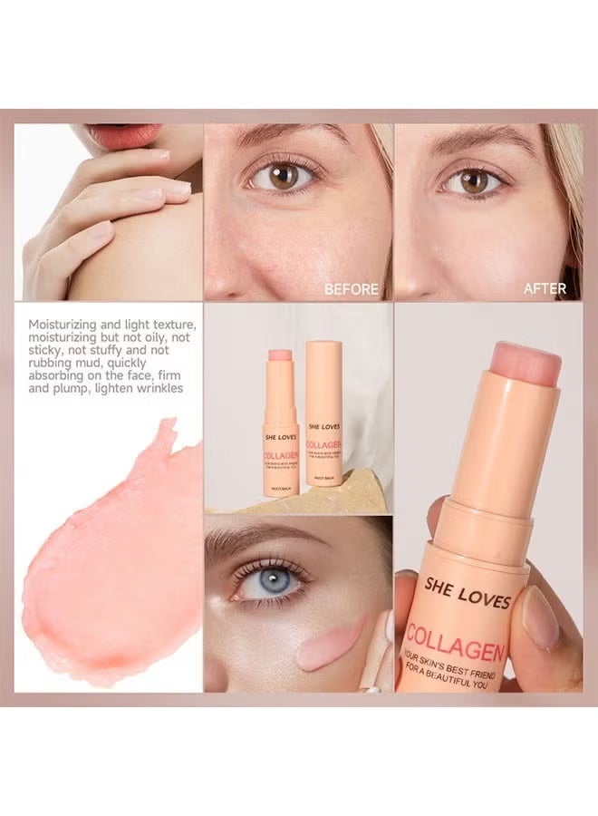 Sheloves Collagen Moisturizing Multi Balm Stick, Collagen Wrinkle Bounce Multi Balm Stick for Anti-Aging, Reduce Fine Lines, Firming Skin, Enhances Elasticity & Plump, Deeply Hydration Soft Skin - Image 4