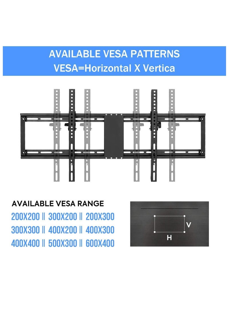 32-85" TV Wall Mount Bracket: Tilt Ultra Slim Fixed TV Mount for LED LCD OLED Plasma TVs with Spirit Level Super Strong 132 lbs Weight Capacity VESA up to 800 x 400 - Image 3