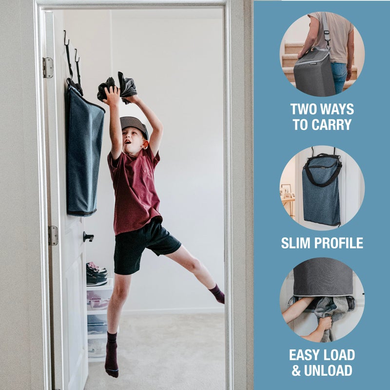 CleverMade Convertible Laundry Hamper Bag - Shadow Gray Stone holds 21.5L / 20 lbs 1 Compartment - Storage with Handles for Home Organization - Image 4