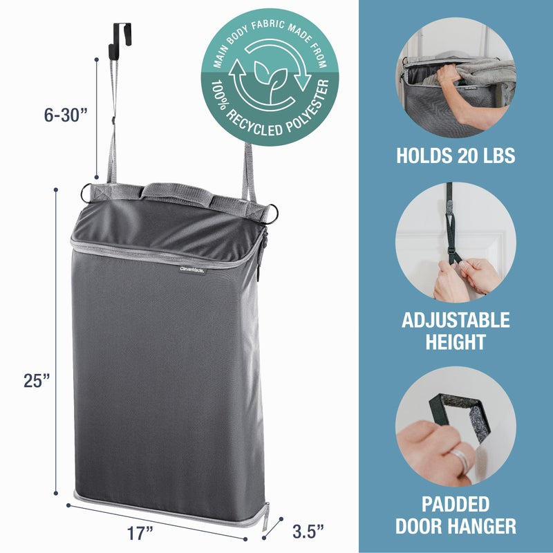 CleverMade Convertible Laundry Hamper Bag - Shadow Gray Stone holds 21.5L / 20 lbs 1 Compartment - Storage with Handles for Home Organization - Image 2