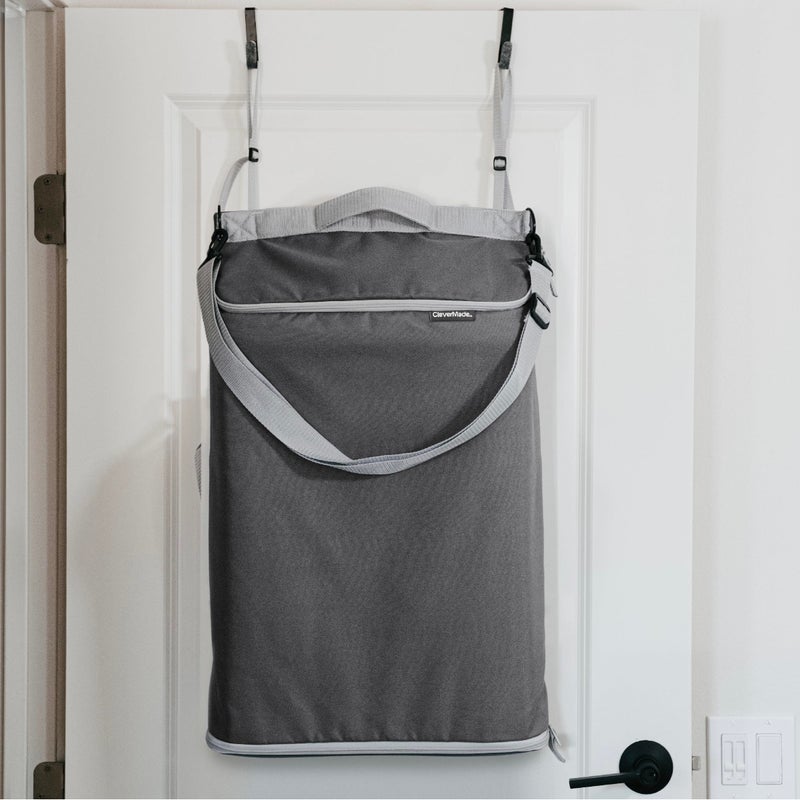 CleverMade Convertible Laundry Hamper Bag - Shadow Gray Stone holds 21.5L / 20 lbs 1 Compartment - Storage with Handles for Home Organization - Image 1
