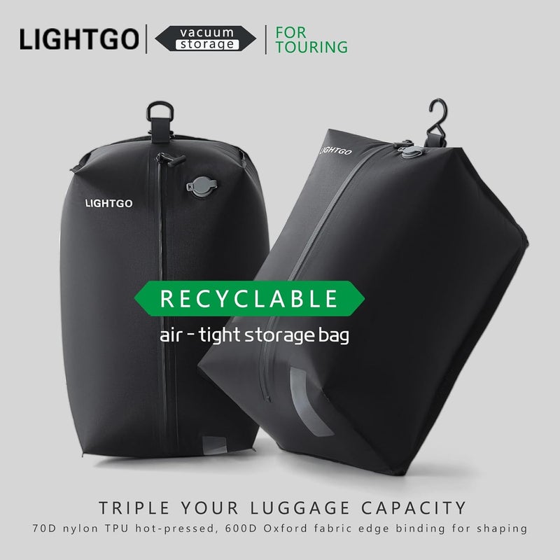 خفيفة الذهاب الأمتعة أكياس تخزين السفر المضغوطة بالفراغ من LIGHTGO، مقاومة للماء والرطوبة، منظم ملابس محمول للأمتعة والحقائب ورحلات العمل (قطعة واحدة) - Image 3