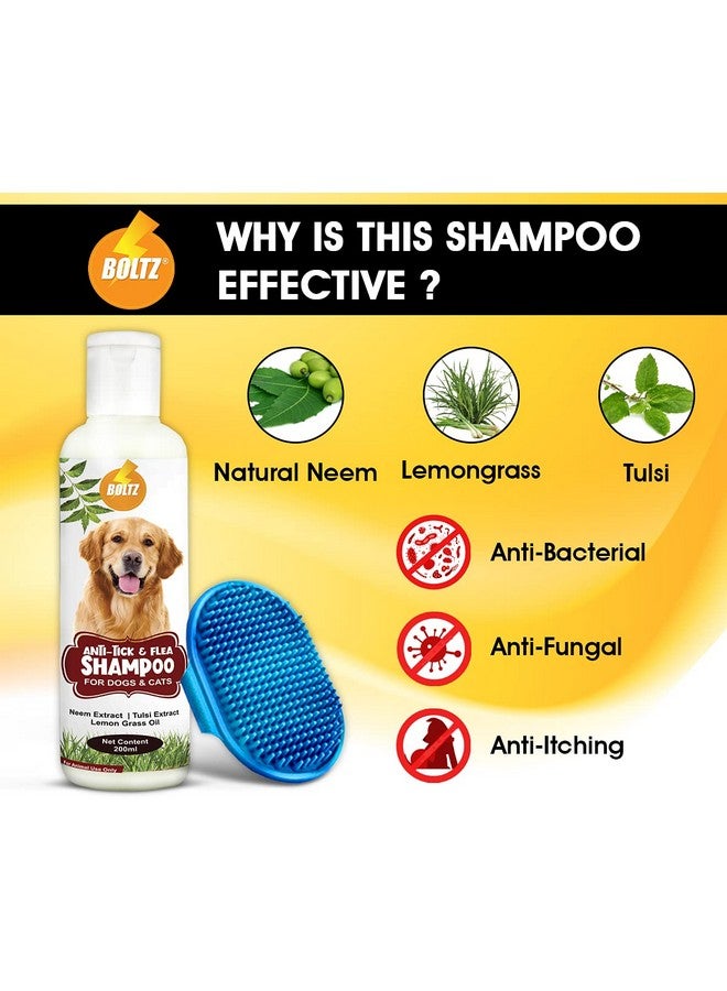 Boltze شامبو للكلاب والقطط 200 مل، شامبو للكلاب خالٍ من القراد، مستخلصات طبيعية من النيم والتولسي والليمون، تركيبة مضادة للفطريات ومضادة للحكة، درجة حموضة متوازنة، بشرة صحية وفراء لامع، مناسب لجميع السلالات - Image 3
