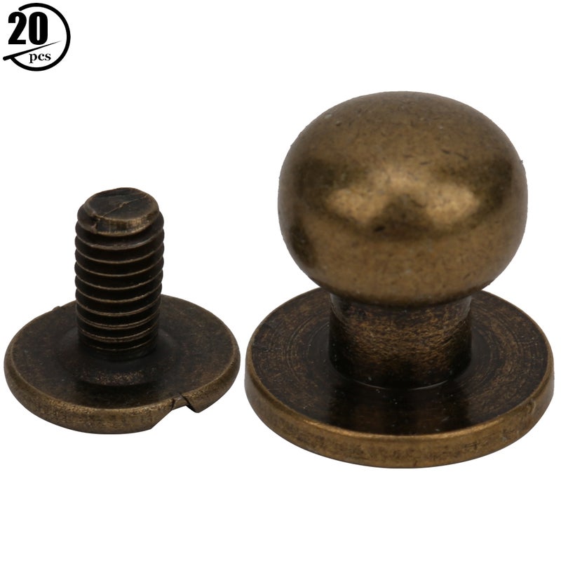 20 Sets Copper Round Head Stud Spot Screwback DIY Leather Craft Rivets 10 x 8mmBronze - Image 1