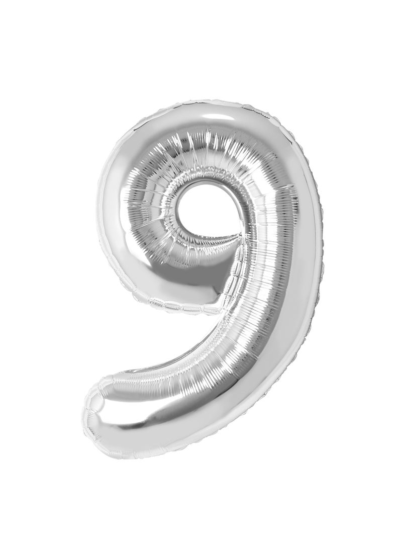 Party Zone Silver Foil Balloon Number 9 35" 