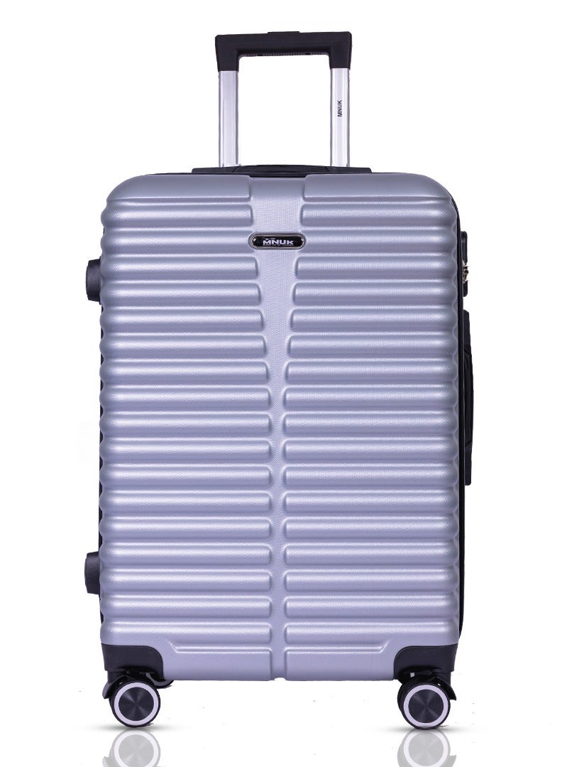 MNUK Destiny Checked Luggage | Hardside Soft Handle Trolley TSA Lock |Double 360° 4 Wheeler| Large-28 Inch, Silver - Image 1
