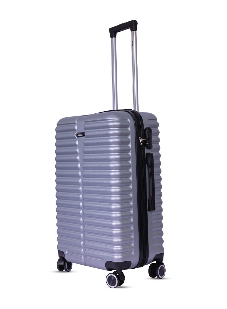 MNUK Destiny Checked Luggage | Hardside Soft Handle Trolley TSA Lock |Double 360° 4 Wheeler| Large-28 Inch, Silver - Image 2