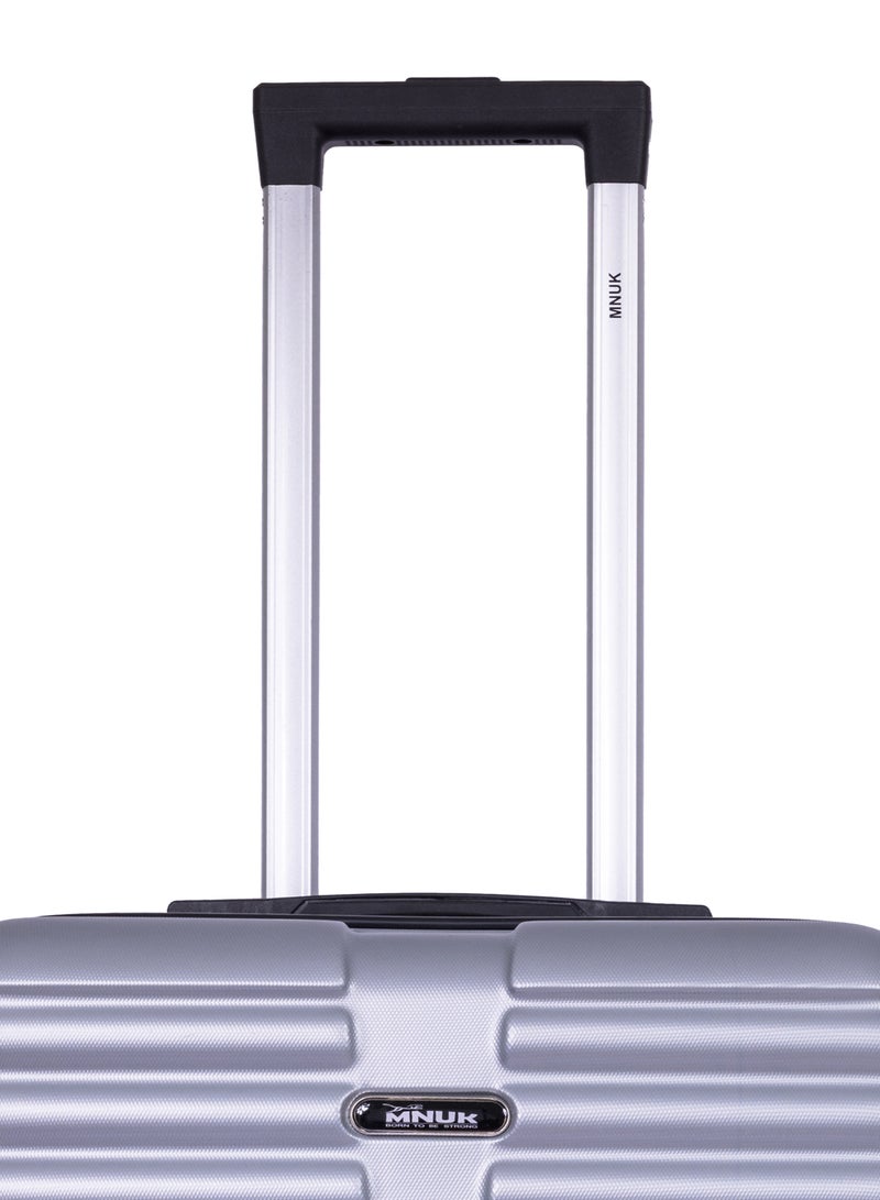 MNUK Destiny Checked Luggage | Hardside Soft Handle Trolley TSA Lock |Double 360° 4 Wheeler| Large-28 Inch, Silver - Image 4