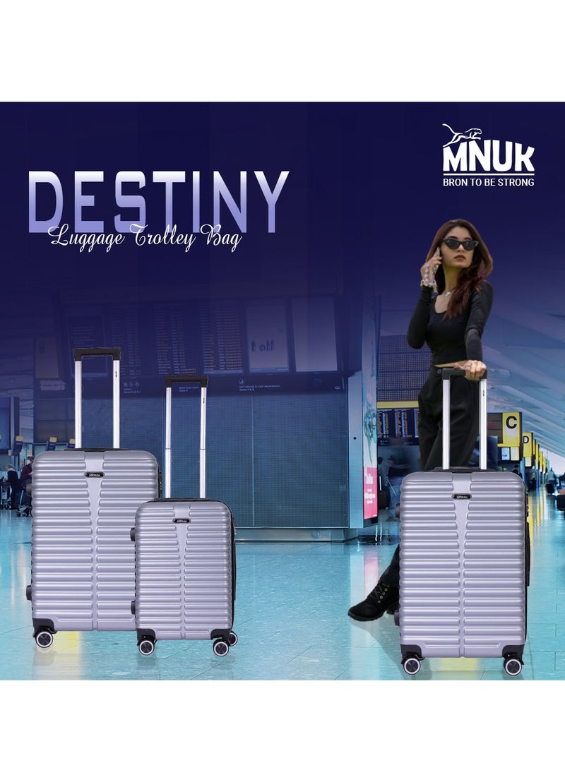 MNUK Destiny Checked Luggage | Hardside Soft Handle Trolley TSA Lock |Double 360° 4 Wheeler| Large-28 Inch, Silver - Image 5